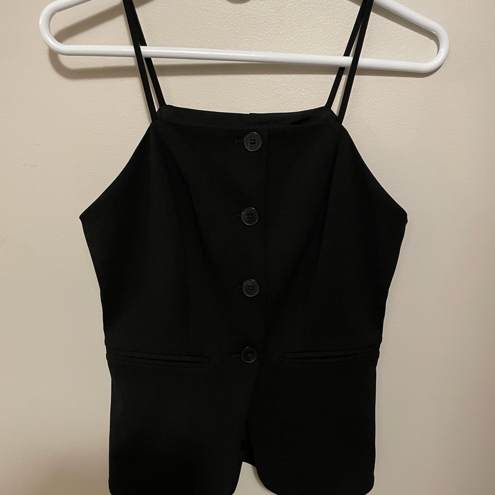 Express Black Button-Up Sleeveless Top